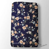 Royal Navy Blue With Pink Floral Digital Printed Fabric Store Online